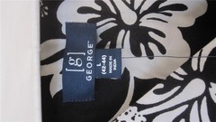 Men’s Awesome Black & White Hibiscus Aloha Hawaiian Shirt NWT Sz Large George