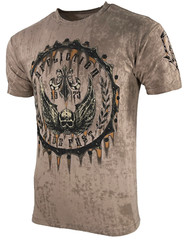 Affliction Men’s T-Shirt Rustproof Skull Wings Biker Sand S-5XL