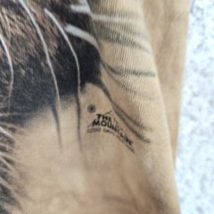 Vintage The Mountain Men Lion Wildlife Tie-Dye T Shirt Size Large Logo On Back