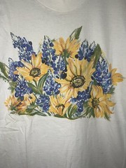 Vintage 1996 Sunflowers Outdoor Nature Art T-Shirt Large White USA Made FOTL SEE