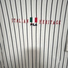 Fila Mens White Italian Heritage Pin Stripe Short Sleeve T-Shirt Size Large