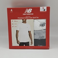 4 Pack NEW BALANCE Mens S M L XL White Gray Black Crew Neck Cotton Logo T Shirts