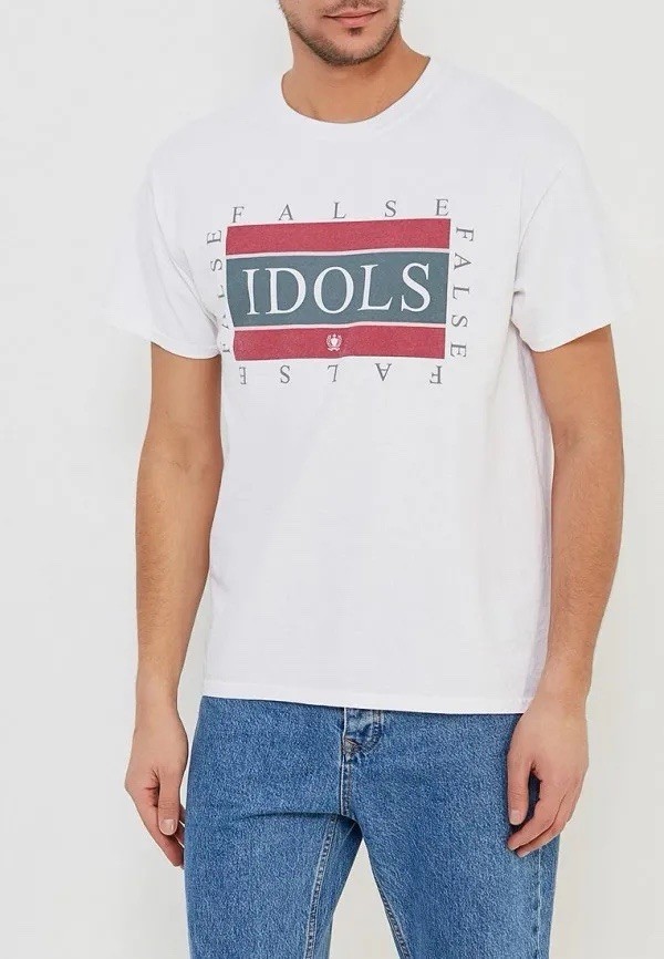 Topman False Idols Graphic Print Cotton Jersey T-Shirt White Red Green M