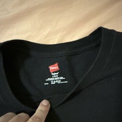 Hanes Tagless Men’s L Black Short Sleeve Crew Neck Graphic Logo T-Shirt Cotton
