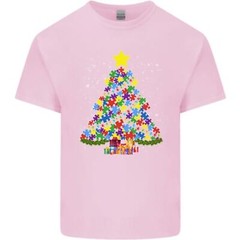 Autism Christmas Tree Autistic Awareness Mens Cotton T-Shirt Tee Top