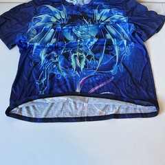 Blue Ice Dragon All Around Print 3D Poly SS T-Shirt Size 0XL Mystical Magic