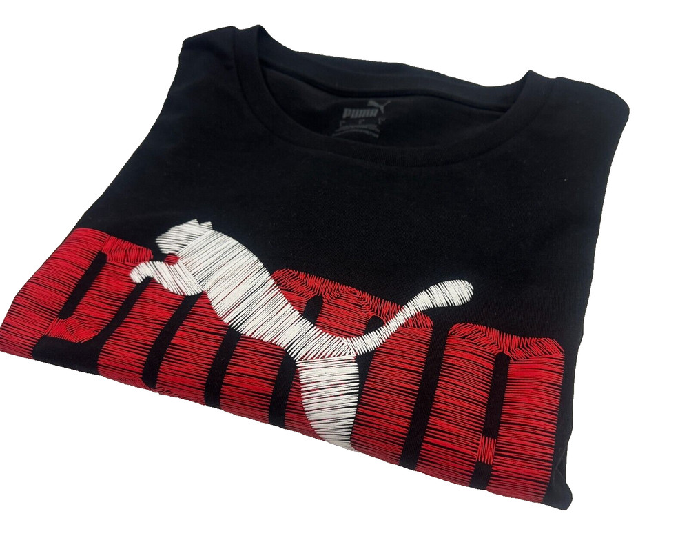 Puma Short-Sleeve Logo-Graphic T-Shirt in Black-Large