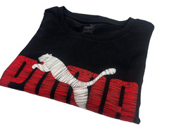 Puma Short-Sleeve Logo-Graphic T-Shirt in Black-Large