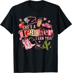 Shes A Teacher I Can Tell Western Classroom Kid Adult Cotton T-Shirt, Gildan Tee