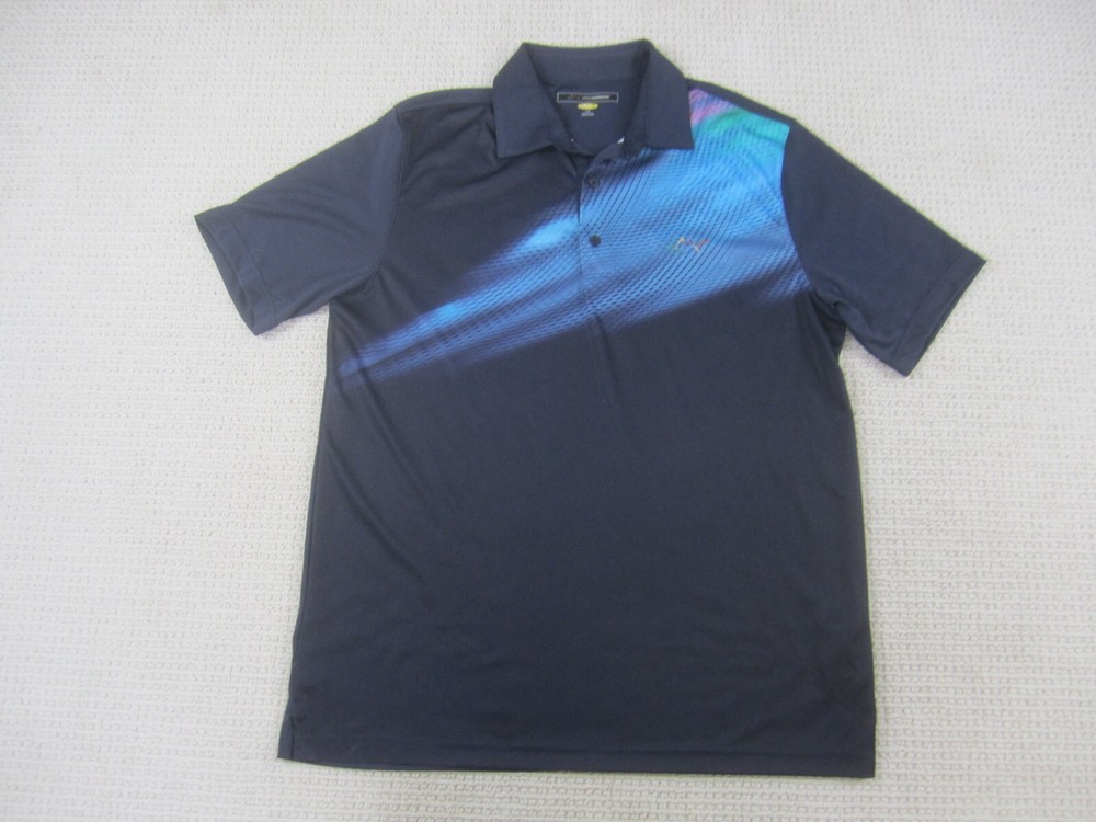 Greg Norman Shirt Mens Large Blue Casual Polo PlayDry Polyester Short Sleeve