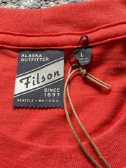 Filson Alaskan Outfitters T Shirt Men’s Large Cardinal Red BLACK BISON Logo New