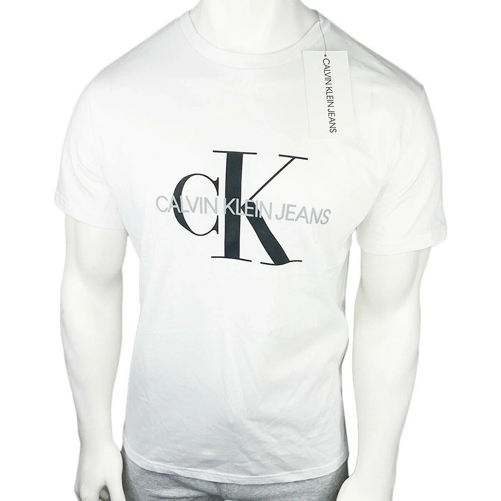 MSRP $54.99 NWT CALVIN KLEIN MENS WHITE CREW NECK SHORT SLEEVE T-SHIRT SIZE L XL