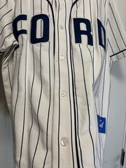Ford x PacSun Baseball Jersey Mens Small Cream Pinstripe NWT Official Licensed