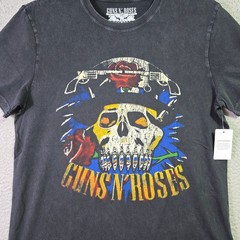 LUCKY BRAND Guns n Roses Mens Large Black Skull Casual Music Rock 80s Metal NWT