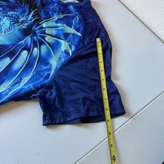 Blue Ice Dragon All Around Print 3D Poly SS T-Shirt Size 0XL Mystical Magic
