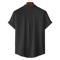 Men’s Cotton Linen Henley T-Shirt Short Sleeve Beach Hawaii Casual Shirt Style!