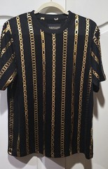 Baroque Gold By Drill Clothing Co T-Shirt Mens Sz M Black Gold Chain Design NWT