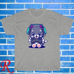 New Gamer Cat Logo Black/Grey Size S-3XL Unisex T-Shirt
