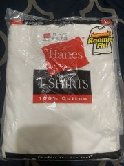 3 Pack Hanes Men’s Crew Neck, Roomier Fit T-Shirts White Size L Brand New