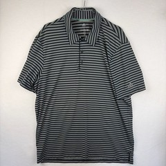 Adidas Golf Men’s Black and White Striped Short Sleeve Polo Shirt
