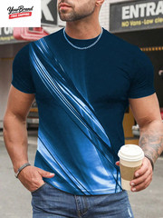 Fashion Gradient Color 3D Print Men’S T-Shirts Daily Men’S O-Neck Short Sleeve T