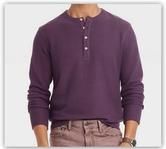 Long Sleeve Textured 4 Button HENLEY Shirts Goodfellow Purple/Blue/Heather Gray