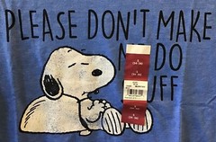 SNOOPY Mens Small, XL, ~OR~ 3XL Blue Shirt “Please Don’t Make Me Do Stuff”