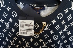 Retail $1160 Authentic LOUIS VUITTON Monogram T-Shirt Navy White Men XS