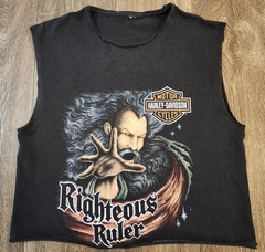 Vintage Harley Davidson 1992 Righteous Ruler 3D Emblem USA Tank Crop Top Small S