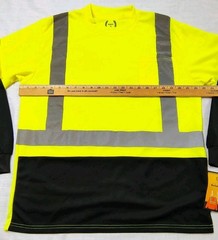 North 15 High Vis LS Safety Work T-Shirt Pocket ASNI Class 2 Yellow Black Sz L