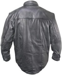 Mens Leather shirt Genuine Lambskin Motorcycle Button Slim Black Jacket Shirt
