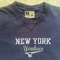 Russell Athletic New York Yankees T Shirt Mens Medium Navy Blue Pro Cotton MLB