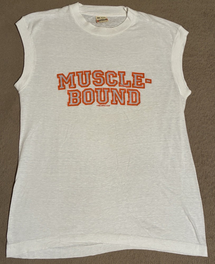 vintage gym t-shirt muscle Bound Size M 80s Crop Top MenS