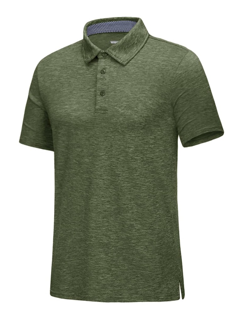 Men’s Short Sleeve Polo Golf Shirts 3-Button Moisture Wicking Athletic T-Shirts