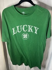 Mens Green Lucky Short Sleeve T-Shirt St. Patricks Day Sz Large42/44