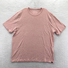 New Faherty Cloud Cotton Shirt Mens 2XL Orange Striped Soft Crew Neck Preppy Aa2