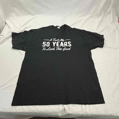 50th Birthday Fruit Of The Loom Unisex T-Shirt Black Graphic Print Extra Large