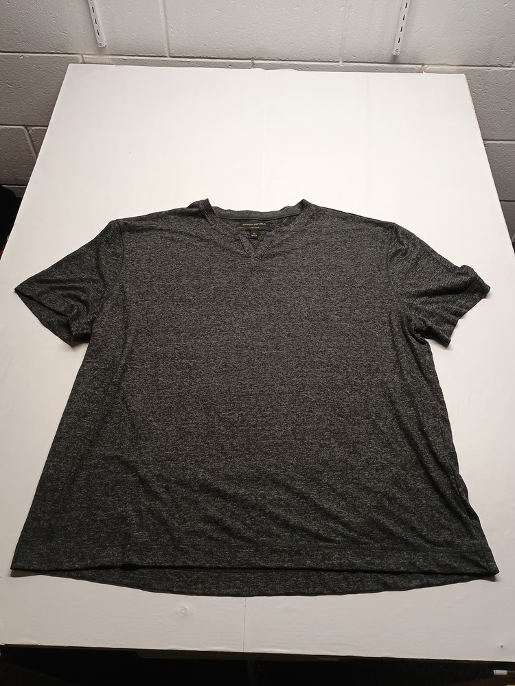 Men’s Banana Republic Gray XL T Shirt Linen Blend Split Collar V Neck