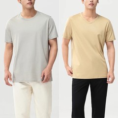 Men’s High-end Fabric Silk Mercerized Cotton T-shirt Crew Neck Luxury Tee Short