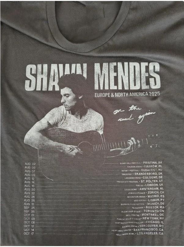 Shawn Mendes Love On the Road Again Tour 2025 Charcoal T-Shirt