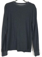 Members Mark Thermal Top Waffle Knit Mens L Black Heather Soft Wash Outdoor