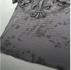 FSD (Four Seasons Design) VINTAGE Y2K Fleur di lis Lion T-shirt Gray Medium