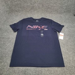 Nike Shirt Mens Large Navy Blue Red Spell Out Sportswear Cotton New Tee 53