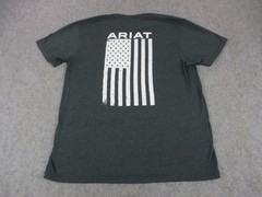 Ariat Shirt Mens XL Gray White American Flag Graphic Patriotic Western Cowboy