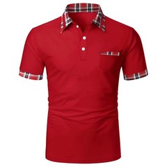 Lapel Men’s T-Shirt Summer Fashion Casual Blouse Business Solid Color V-neck