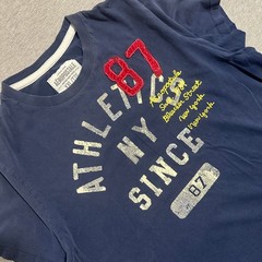 Aeropostale Athletic NY Since 87 Graphic T-Shirt Distressed Navy Blue Mens XXL