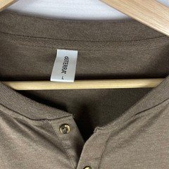 Doterra Henley Shirt Brown Mens Large L Long Sleeve Polyester Viscose Blend