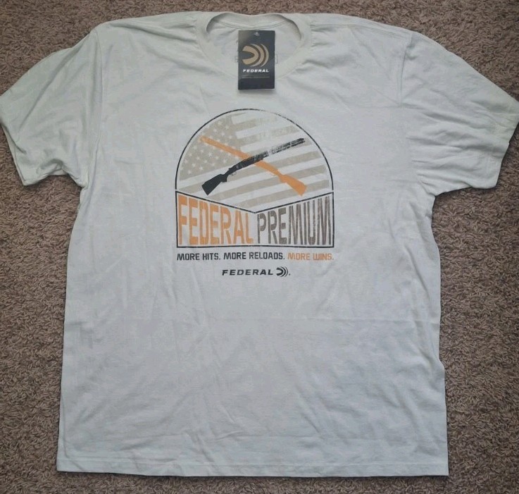 Federal Premium Ammo T Shirt Men’s XL Beige Military Ammunition Hunting Outdoor