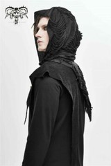 Personality Men’s Gothic Hooded Casual T-shirt Irregular Stitching Slim Fit Tops