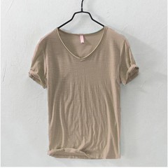 New Mens T Shirt Pure Color V Collar Short Sleeved Tops Tees Men T-Shirt 10color